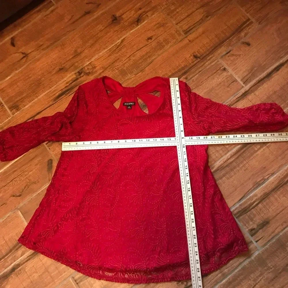 Roz & Ali Red Lace Overlay Size XL #2213 - Picture 3 of 3